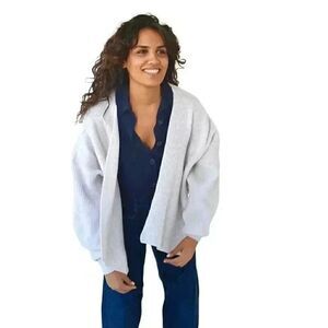 Cotton On Women's White Cotton Knit Open Front Cardigan Sweater